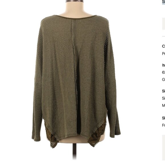 XCVI Size M Lightweight Rayon Blend V Neck Green Thermal top Awesome and Fun! - Picture 3 of 5